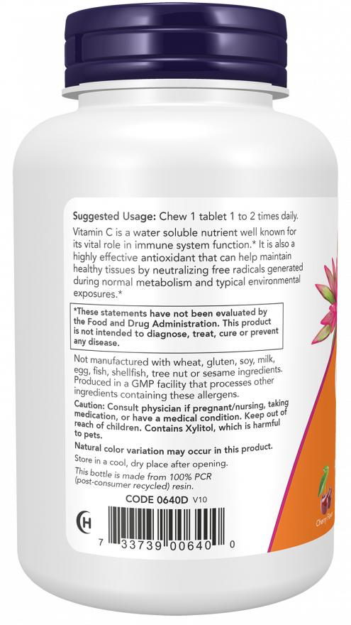 NOW Chewable C-500 Vitamin C 100 - Cherry