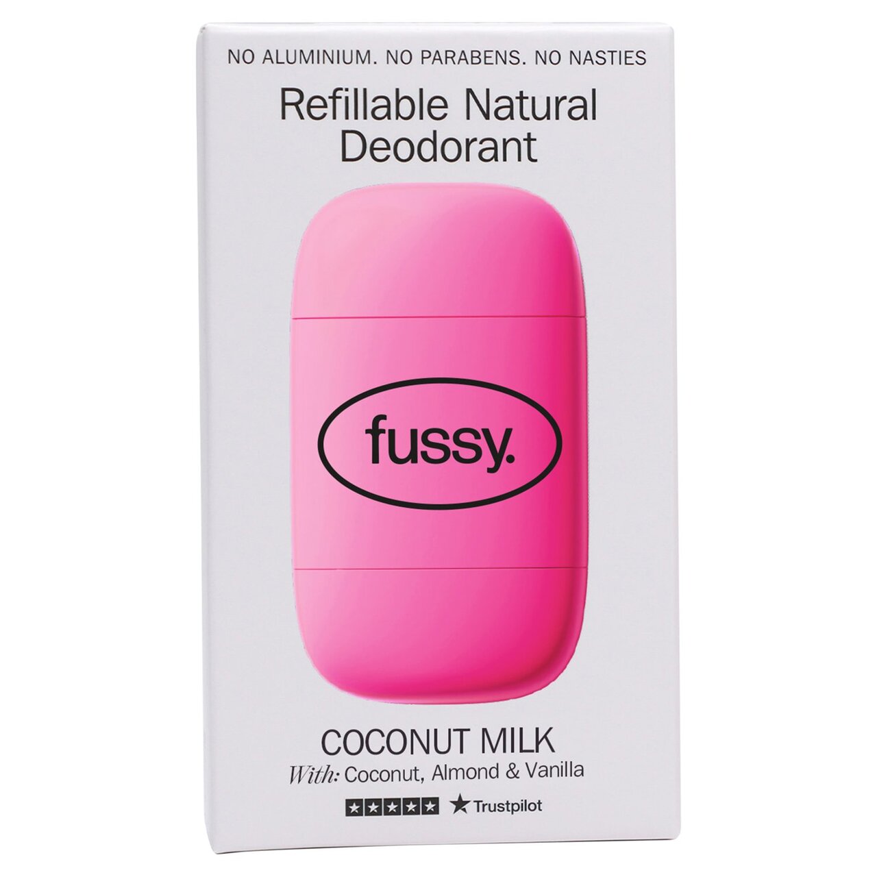 FUSSY Coconut Milk Refillable Natural Deodorant, Starter Pack