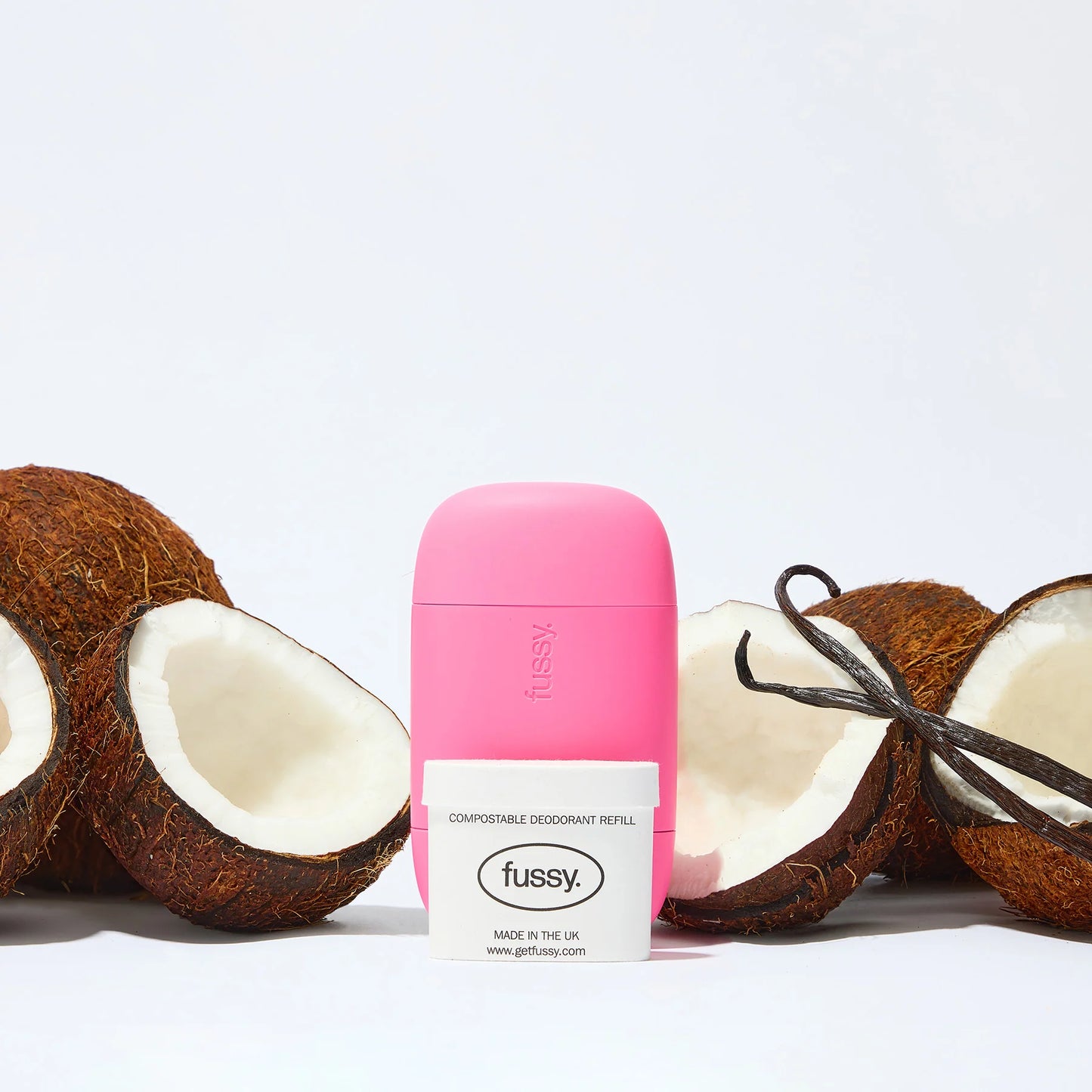 FUSSY Coconut Milk Refillable Natural Deodorant, Starter Pack