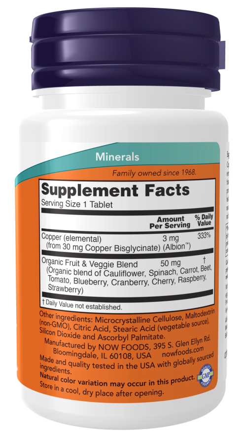 Now Foods Copper Glycinate 3mg 120