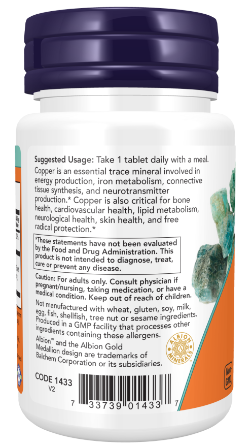 Now Foods Copper Glycinate 3mg 120