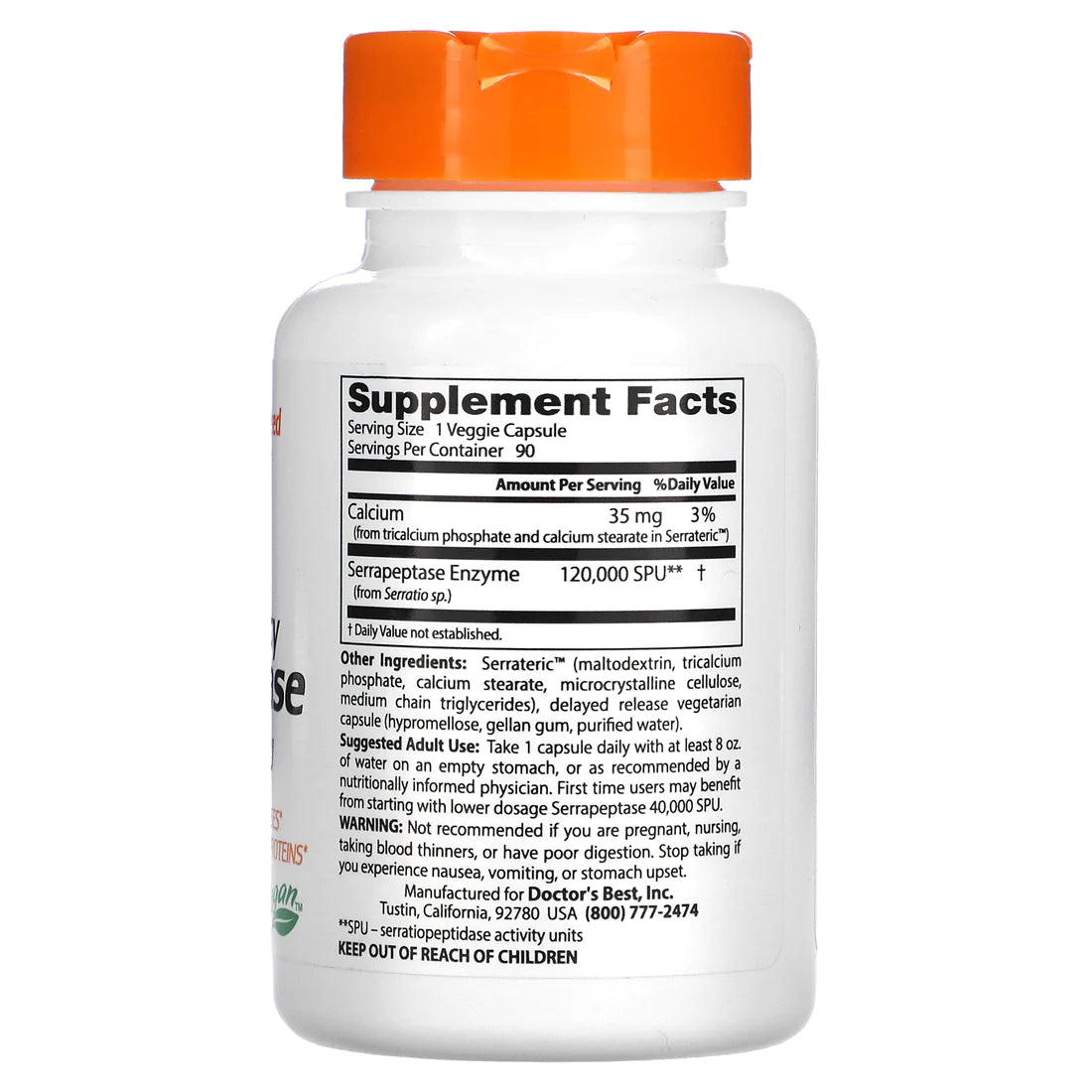 Doctor's Best HP Serrapeptase 120000 SPU 90
