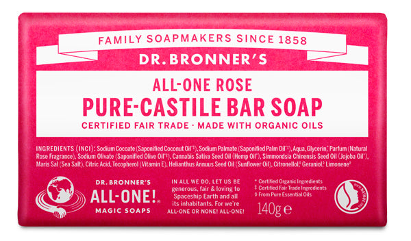 Dr Bronner's Rose - Pure Castile Soap Bar