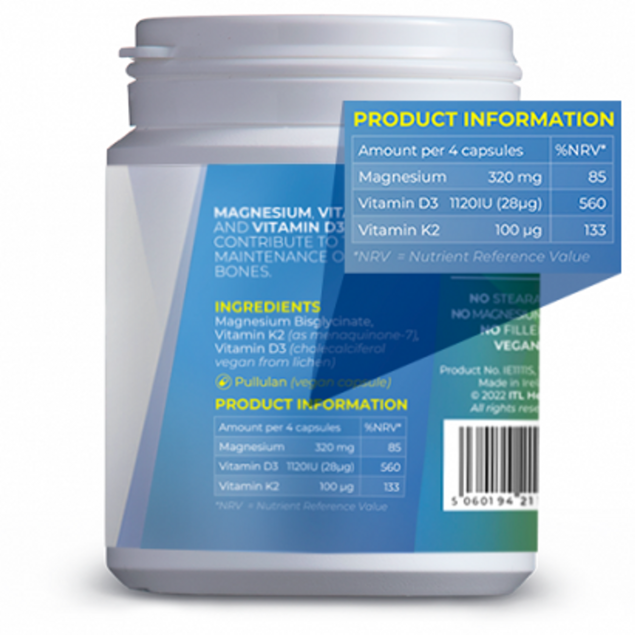 PrizMag+ Pure Magnesium Bisglycinate with K2 & D3 90