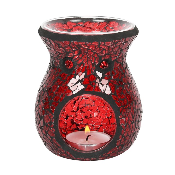 Glass Oil Burner - Red Crackle