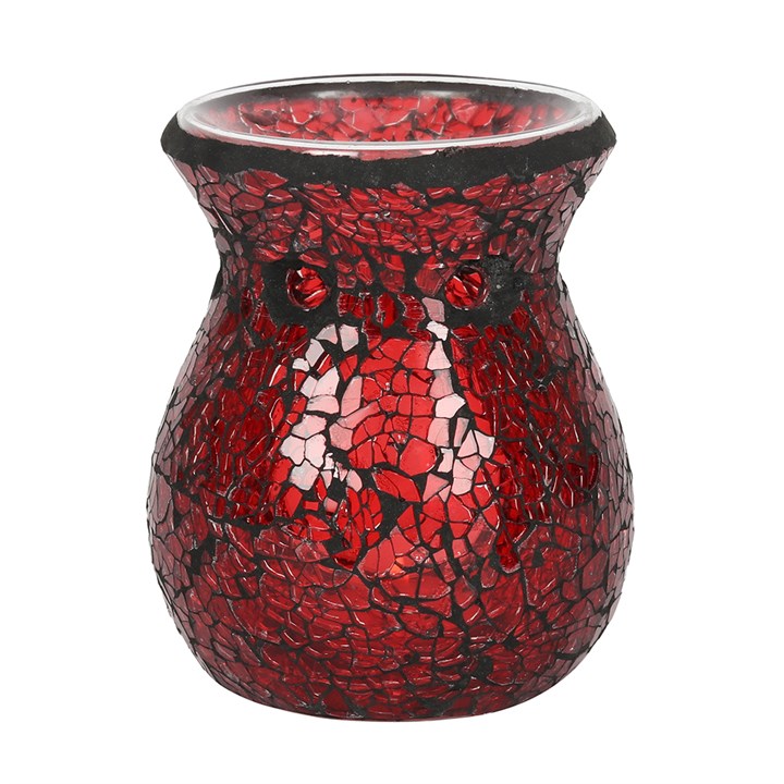 Glass Oil Burner - Red Crackle