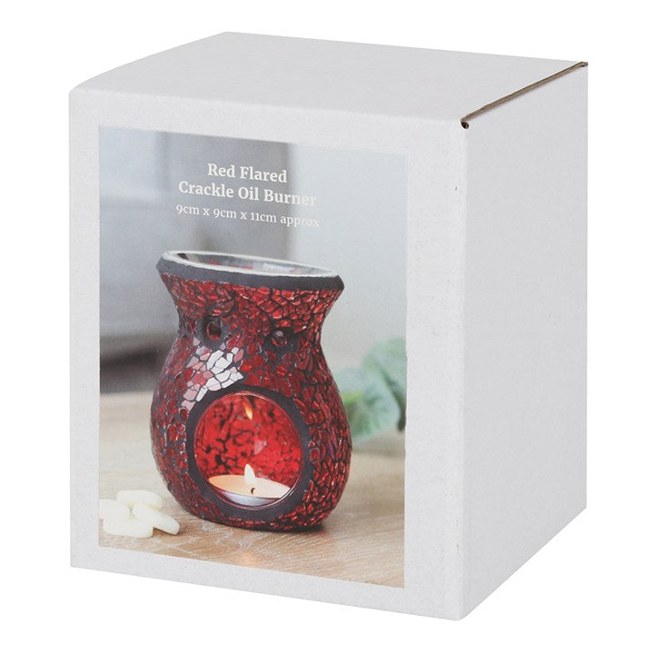 Glass Oil Burner - Red Crackle