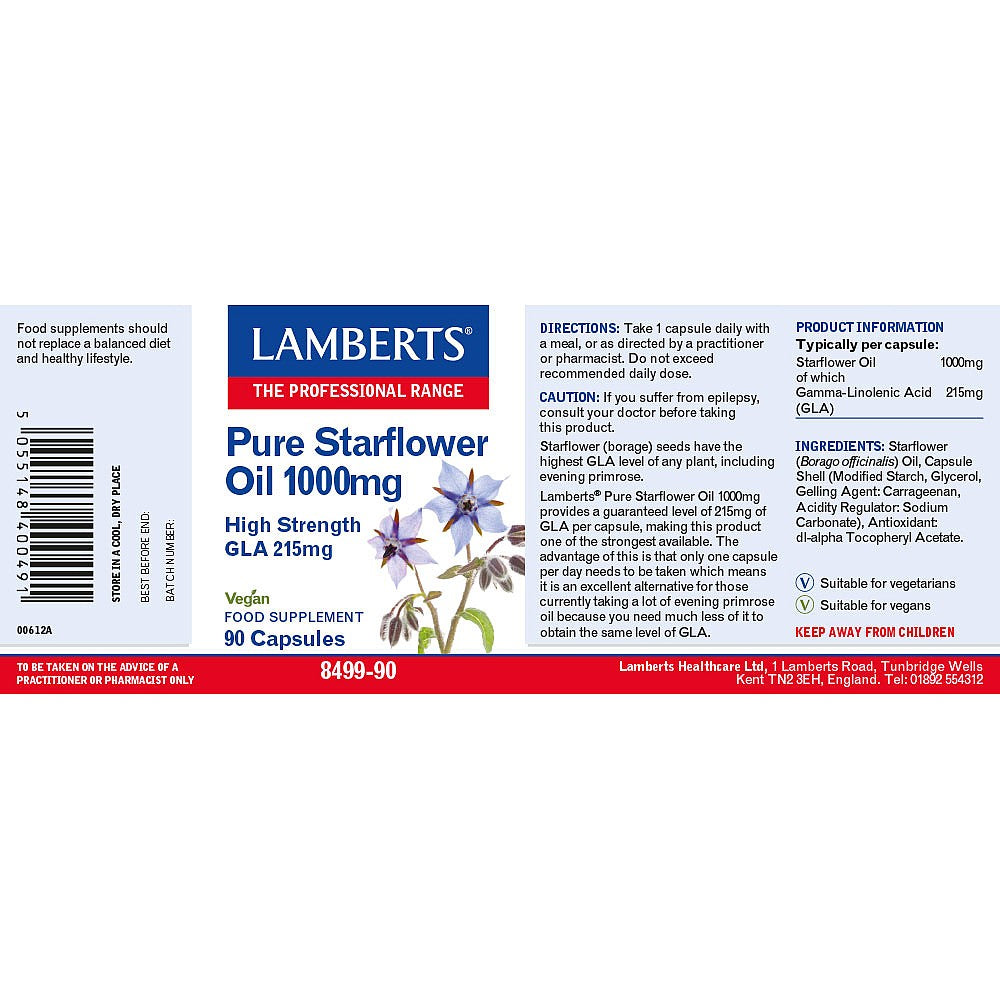 Lamberts Pure Starflower Oil 1000mg 90