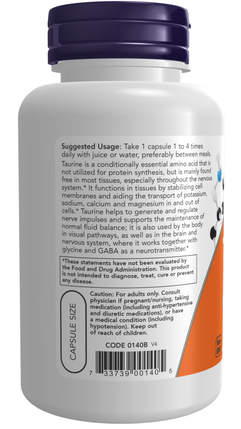 Now Foods Taurine 500mg 100
