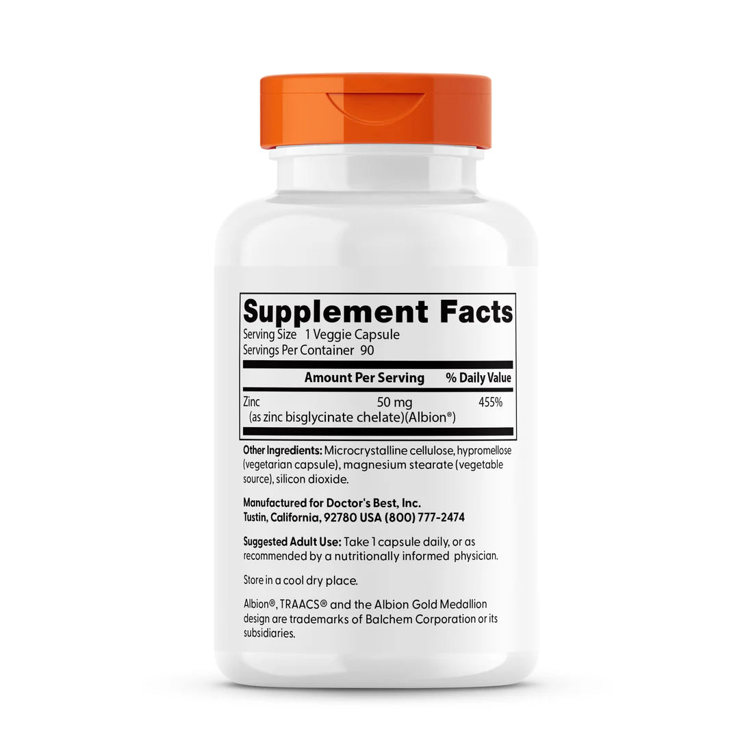 Doctor's Best High Absorption Zinc Bisglycinate 50 mg 90