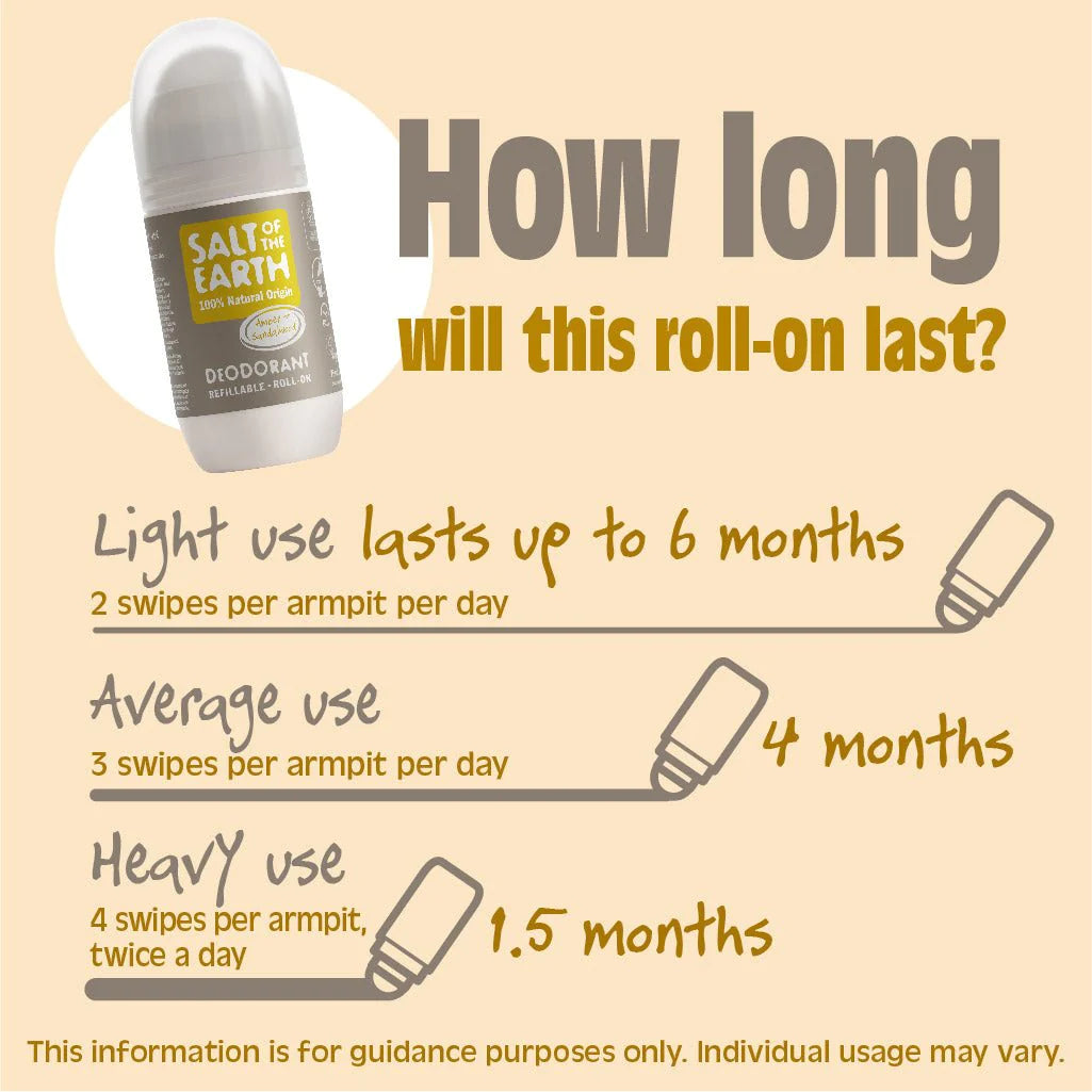 Salt of the Earth Deodorant Refillable Roll On 75ml - Amber & Sandalwood