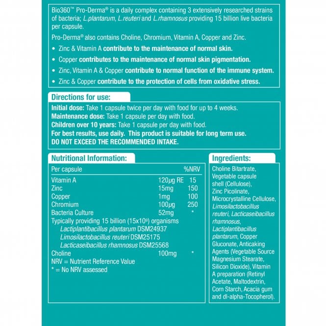 Natures Aid Bio360 Microbiotics Pro-Derma 30
