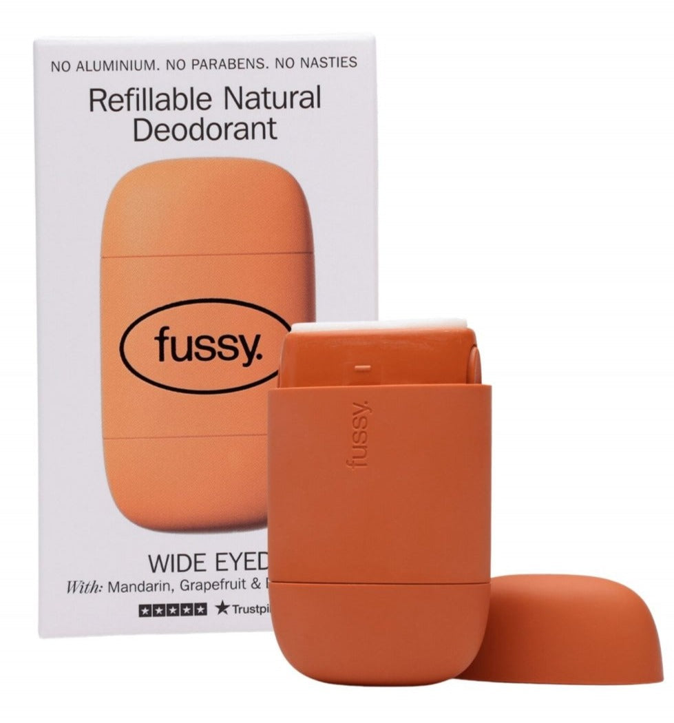 FUSSY Wide Eyed Refillable Natural Deodorant, Starter Pack, 40g