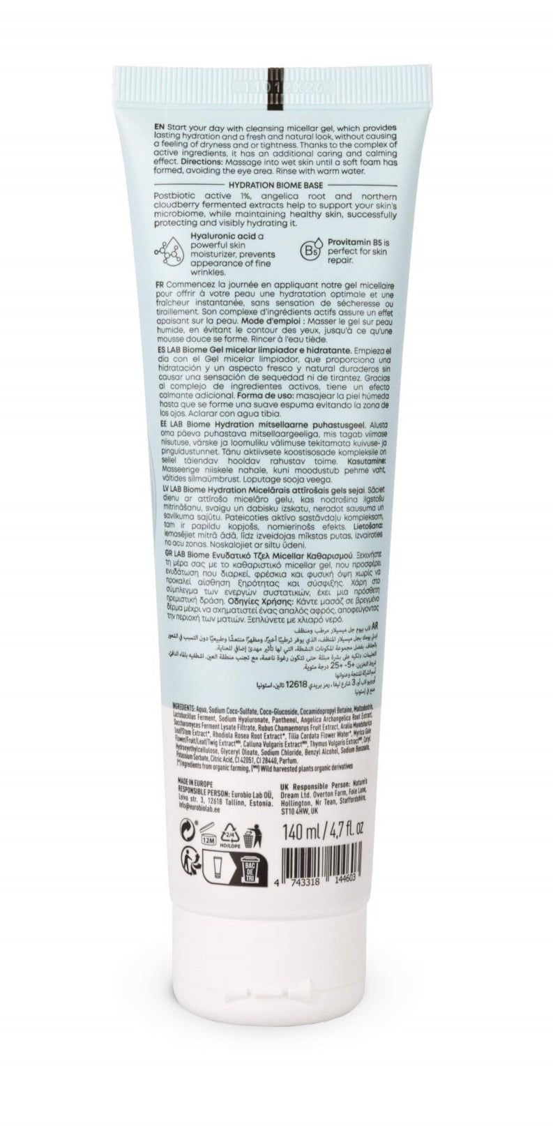 Natura Siberica Lab by NS. Biome. Hydration Micellar Face Cleansing Gel 140 ml