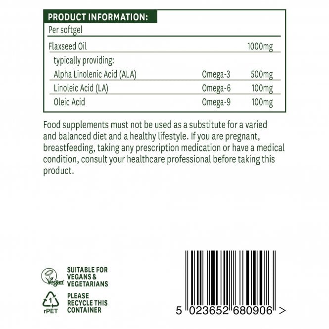 Natures Aid Flaxseed Oil Caps 1000mg 90