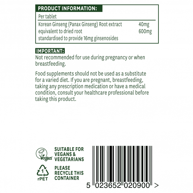 Natures Aid Korean Ginseng 90 tablets
