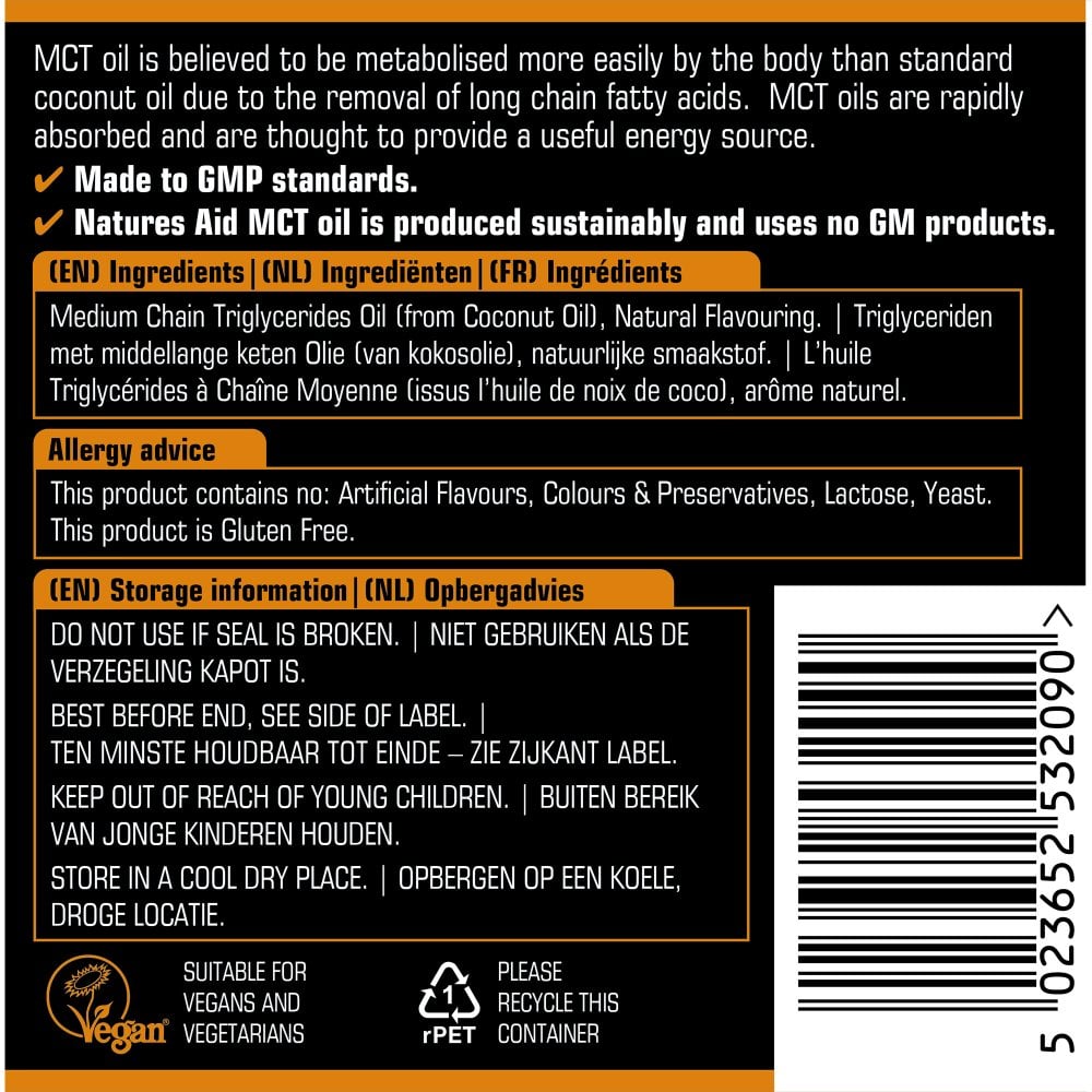 Natures Aid Caramel MCT Oil 500ml