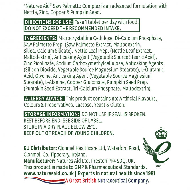 Natures Aid Saw Palmetto Advanced Complex 60