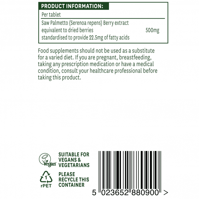 Natures Aid Saw Palmetto 500mg 90 tablets