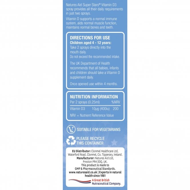 Natures Aid Super Stars Vitamin D3 Spray