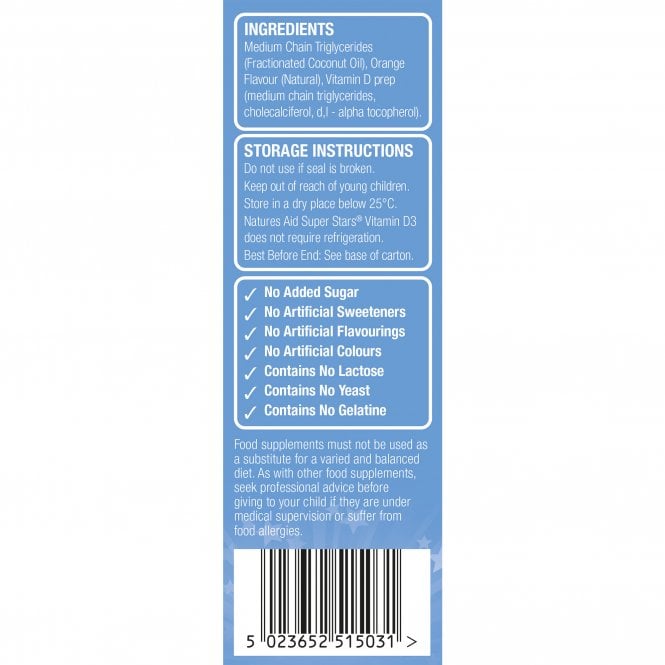 Natures Aid Super Stars Vitamin D3 Spray