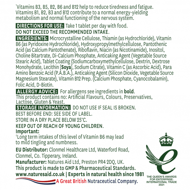 Natures Aid Vitamin B Complex 100 60