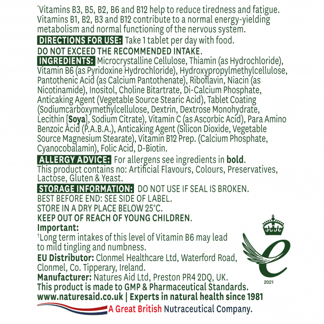 Natures Aid Vitamin B Complex 100 60