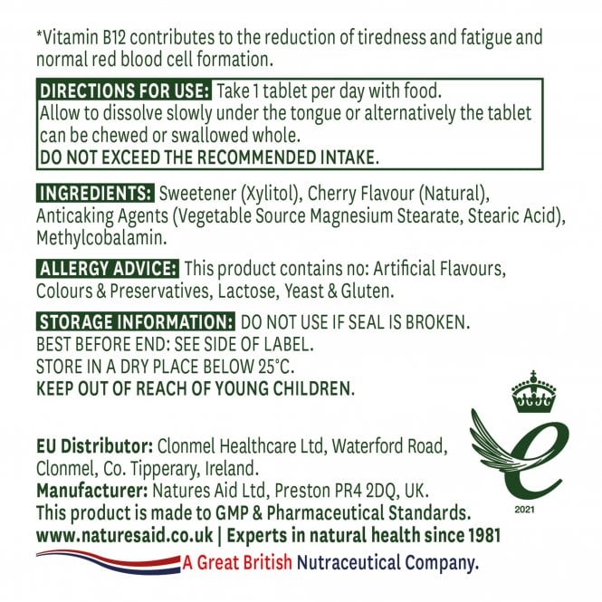 Natures Aid Vitamin B12 Sublingual 90