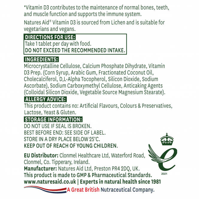 Natures Aid Vegan Vitamin D 1000iu