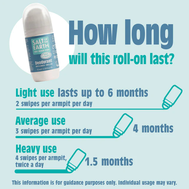 Salt of the Earth Deodorant Roll On 75ml Refillable - Ocean & Coconut