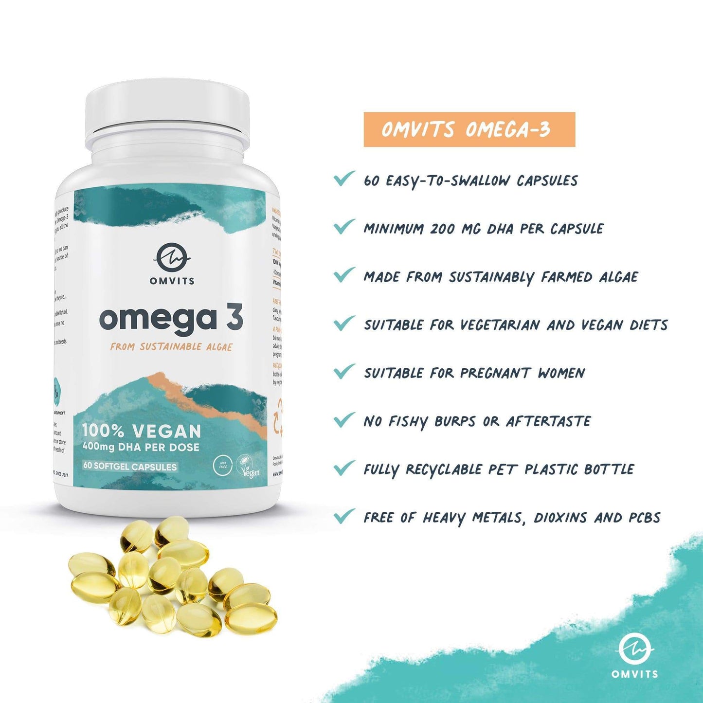 Omvits Omega 3 DHA 400mg Algae 60