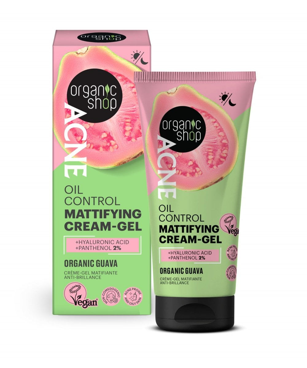 Organic Shop Acne Oil Control Mattifying Cream-Gel packaging on a white background