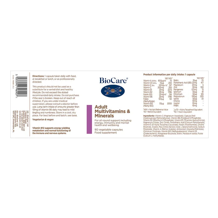 BioCare Adult Multivitamins & Minerals 90