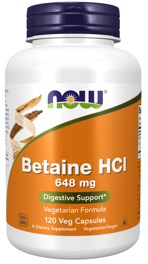 Now Betaine HCl 648 mg 120 Capsules