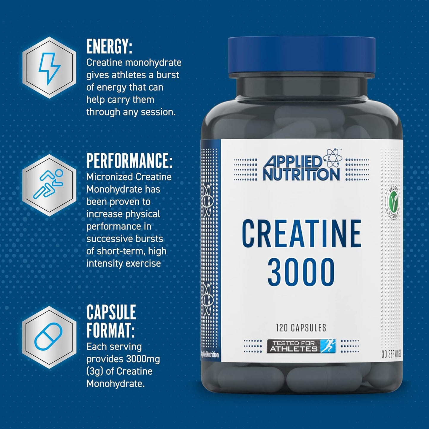 Applied Nutrition Creatine Monohydrate 3000 Capsules 120