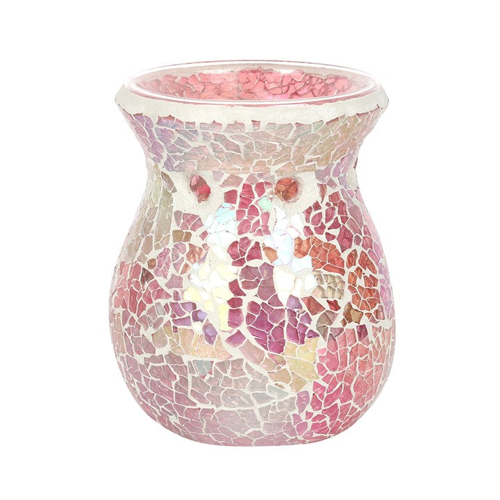 Glass Oil Burner - Pink Iridescent Crackle