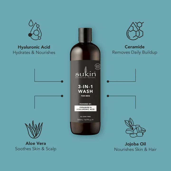 Sukin Men's 3 in 1 Wash 500ml