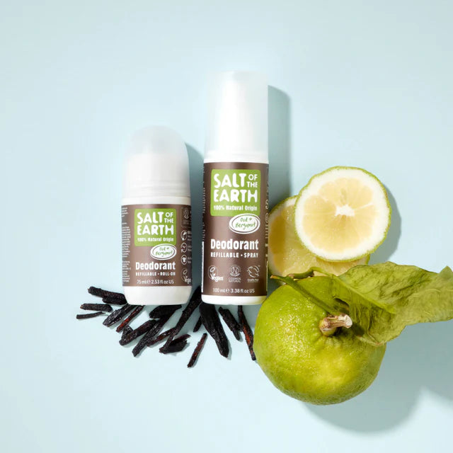 Salt of the Earth Deodorant Roll On 75ml Refillable - Oud and Bergamot