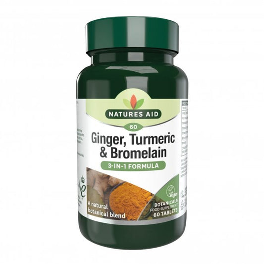 Natures Aid Ginger, Turmeric & Bromelain 60
