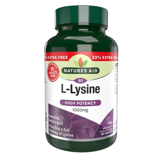 Natures Aid L-Lysine 1000mg 60 +20 (33% extra free)