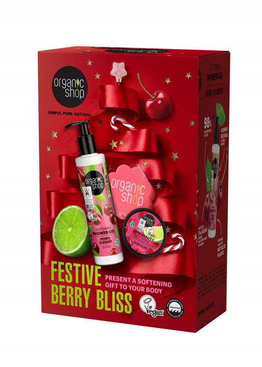 Festive Berry Bliss Body Care Set with Softening Sugar Body Scrub & Softening Shower Gel