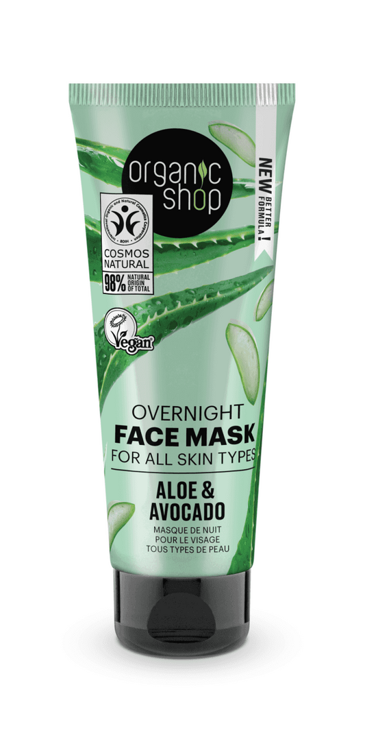 Organic Shop Overnight Face Mask for all skin types Aloe and Avocado (75ml)
